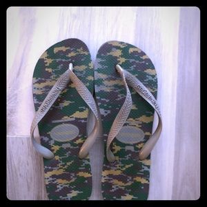 Never worn Havana flip flops